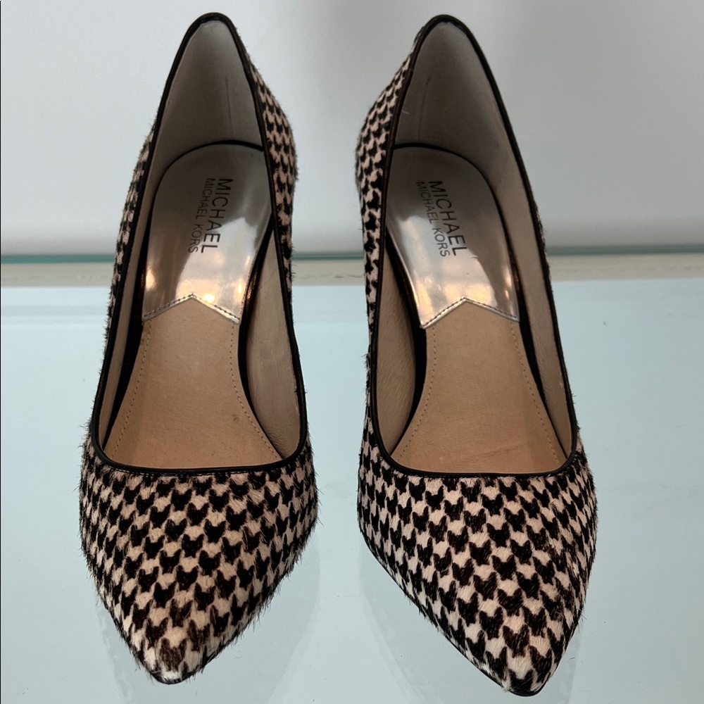Michael Kors Houndstooth Black and Cream Heels